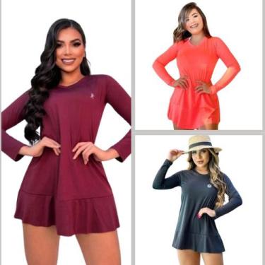 Imagem de Kit 3 Saídas de Praia Vestido feminino proteção solar UV 50+ FPS - For