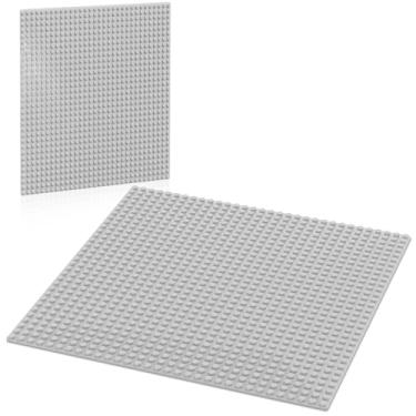 Imagem de Pokiiulk Classic Baseplates Building Plates-Pack of 10 Large 10" x 10" Building Bricks Compatible with All Major Brands Classic Grey Baseplates for Bricks Building (Gray)