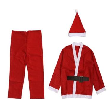 Imagem de Fancyes Fantasia infantil de papai noel, roupa de natal para meninos e meninas, traje infantil de natal com chapéu, conjunto para dramatização de ano novo, Menino de 4 a 6 anos