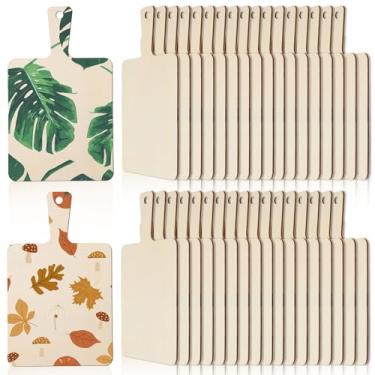 Imagem de AWIZOM 36 peças tábua de corte de madeira inacabada com alça mini pá de madeira tábua de charcutaria de queijo tábua de cortar em branco bandeja de servir artesanato em madeira inacabada par