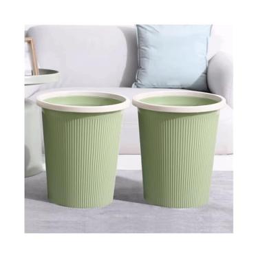 Imagem de Caixote do lixo de cozinha sem tampa de plástico redondo cor sólida com anel de pressão adequado para sala de estar, quarto, cozinha, etc. Pacote pequeno/médio/grande de 2 cestas de lixo (verde,