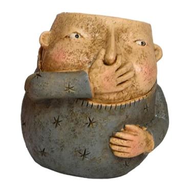 Imagem de Gralara Vaso de flores, ornamento para vaso de plantas, arte moderna única, estatueta de suporte de nariz, vaso decorativo de resina para, mesa de, Garoto