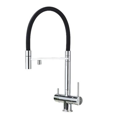 Imagem de Filtro de água de ouro escovado Torneira de cozinha Pura água potável Misturador giratório frio e quente Torneiras de purificação Torneiras de pia Guindaste, cromado