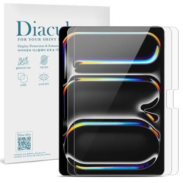 Imagem de Diacube Pacote com 2 películas protetoras de tela PET 6H com revestimento de vidro para iPad Pro 33.0 cm M4 2024, HD Clear, Face ID e Apple Pencil, antiluz azul, inquebrável, fácil instalação