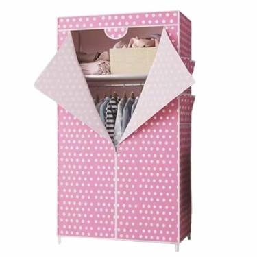 Imagem de Guarda-roupa Armário com zíper, guarda-roupa lateral, não-tecido, simples, moderno, simples, aluguel, armazenamento, guarda-roupa, tubo de aço dobrável armário