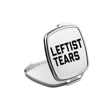 Imagem de SpreadPassion Espelho compacto Leftist Tears, presente de lágrimas esquerdas, espelho fotográfico de lágrimas esquerdas, espelho de maquiagem de viagem, espelho pequeno de mão, espelho de bolso