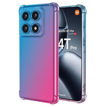 Imagem de Vokuha Capa de celular para Xiaomi 14T Pro, linda capa protetora traseira de TPU transparente gradiente fino à prova de choque para Xiaomi 14T Pro 5G azul/rosa