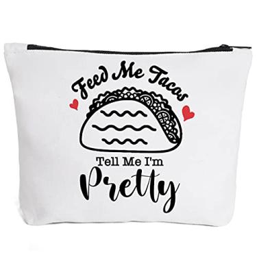 Imagem de IHopes+ Funny Makeup Bag Gift for Women Best Friends Sister Taco Lover | Cute Taco Makeup Zipper Pouch Bag Cosmetic Travel Accessories Bag Toiletry Case Gifts for Birthday Christmas