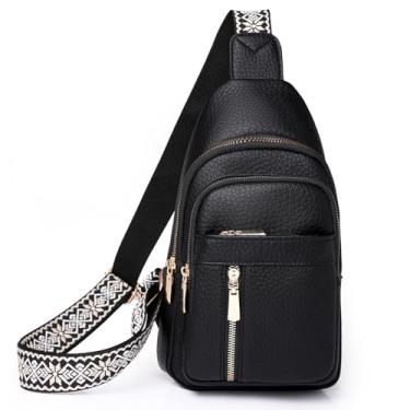 Imagem de I IHAYNER Pequena bolsa tiracolo feminina de couro vegano, bolsa transversal para mulheres, mochila casual para viagem, Preto, Small, Casual