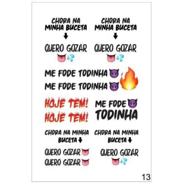 Imagem de Cartela de tatuagem temporaria adesiva frases eróticas 15x10cm libido 