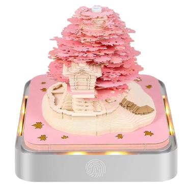 Imagem de Calendário Time Piece 2025, calendário 3D 2025, blocos artísticos, calendário de 2025, calendário artístico 3D, entalhe em papel DIY criativo para decoração de mesa (árvore de rosa)