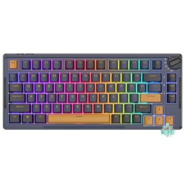 Imagem de Teclado Mecanico Royal Kludge RKH81 75% RGB Linear Wireless, azul