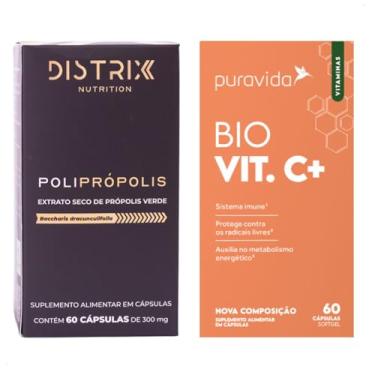 Imagem de Combo Especialistas Polipropolis Distrix + Vitamina C Puravida - Kit Dupla Marca Premium Sistema Imune Especialização Superior 60 Cápsulas cada 120 Total