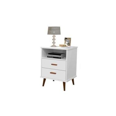 Imagem de Mesa de Cabeceira Quarto Mesinha Apoio Lateral Cama Box Casal Estilo D