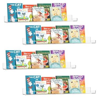 Imagem de Famyards Prateleiras flutuantes de acrílico transparente de 61 cm, estante de livros para crianças, suporte de revistas, prateleira de borda para fotos, fotos, discos de vinil e pequenos ornamentos na
