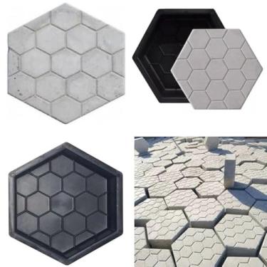 Imagem de 10 Formas Plastica Sextavada Estriada 25x25x6 Molde Bloquete