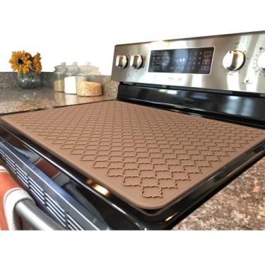 Imagem de Capa superior de fogão para fogão elétrico - Tapete de silicone para fogão de vidro, protetor de fogão de vidro, tapetes de secagem de pratos GG para cozinha, capas de fogão para fogão elétrico