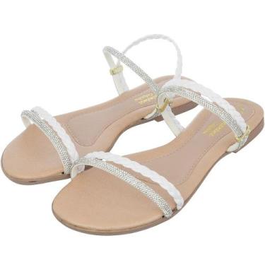 Imagem de Rasteirinha Sandália Romântica Calçados Dupla Função c/ Tira com brilh