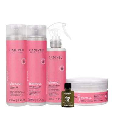 Imagem de Kit Cadiveu Profissional Essentials Glamour Shampoo Condicionador Máscara Fluído e Açaí Oil P (5 produtos)