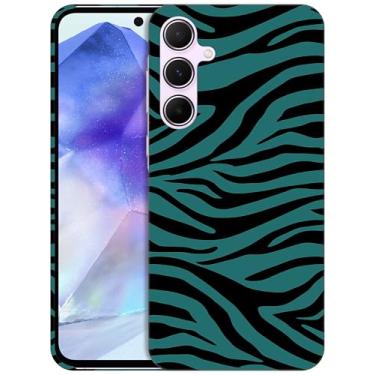 Imagem de GlamCase Capa para Samsung Galaxy A35 5G, Galaxy A35 5G - estampa zebra azul-petróleo impressa fina e elegante de plástico rígido de encaixe rígido capa protetora para celular traseira para Samsung