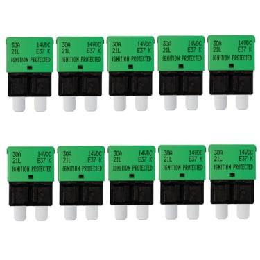 Imagem de jamgoer Disjuntor De Reinicialização Automática De 30 A Atc/Ato Fusíveis Rearmáveis De Lâmina De Baixo Perfil Automotivo Satandard Dc12V-32V Para Carro Caminhão Rv Barco Marinho Pacote Com 10 Unida