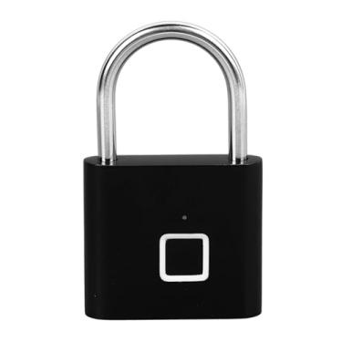 Imagem de Cadeado de impressão digital, trava de armário, fechaduras de porta, fechadura eletrônica, carregamento USB, lembrete de bateria fraca, pequeno e leve, fácil de transportar, liga de aço