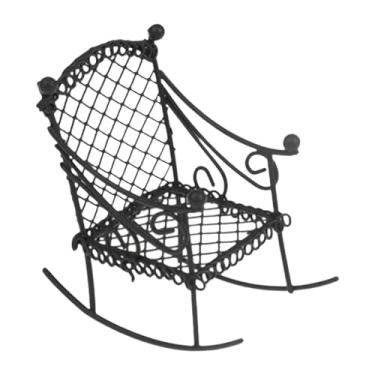 Imagem de Luwecf Cadeira de balanço em miniatura Tiny Creative, Sturdy, Dollhouse Furniture, Mini Chair Model for Photo Aps Doll Houses Fairy Garden, Preto