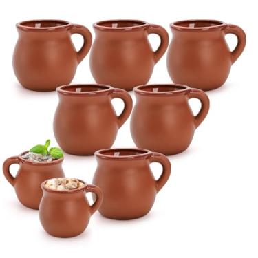 Imagem de Kingrol Pacote com 6 canecas de argila mexicanas autênticas - Tazas de Barro de 355 ml, cerâmica artesanal para bebidas quentes e frias, café, chá e coquetéis