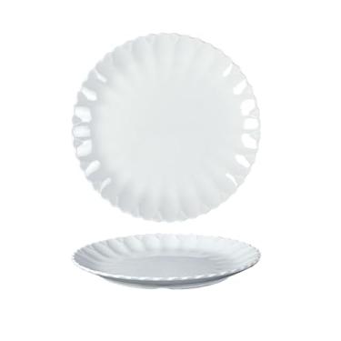 Imagem de Prato de osso de disco branco de porcelana sintética, prato de arroz refogado fast food-3412; prato de crisântemo de 30,5 cm - branco