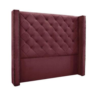 Imagem de Cabeceira Cama Box King 195cm E Recamier Vicenza Veludo Vinho S04 - D'