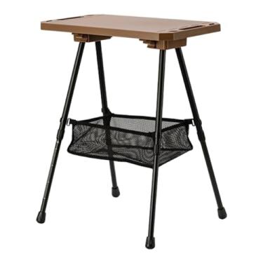 Imagem de Pegciuho Tabela de acampamento dobrável móveis de mesa leves portátil com altura ajustável para armazenamento para o pátio do pátio do jardim de praia quintal, Cáqui