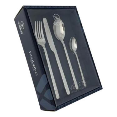 Imagem de Faqueiro 16 Peças De Aço Inox Veneza Wolff Martelado Premium