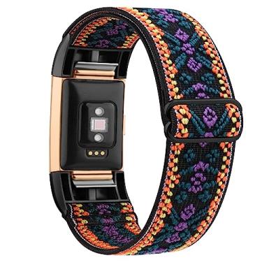 Imagem de Tobfit Pulseira elástica compatível com Fitbit Charge 2 para mulheres e homens, pulseiras trançadas elásticas de substituição para Fitbit Charge 2, BohemianPlum