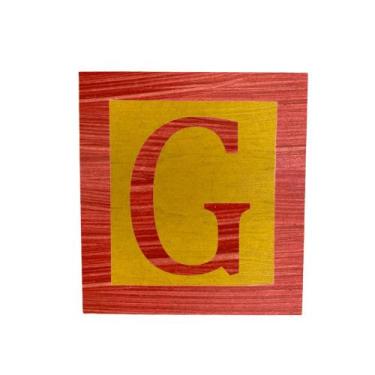 Imagem de Cubo Amarelo Letra Vermelho com Aplique Festa Chá de Bebê Decoração 8x