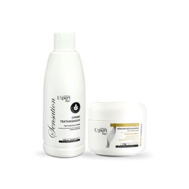 Imagem de Kit Expert Hair Sensation Alisamento e Hidratação: Creme Texturizante + Máscara Gold Repair – Transformação Capilar Completa com Efeito Liso, Sedoso e Hidratado em Casa