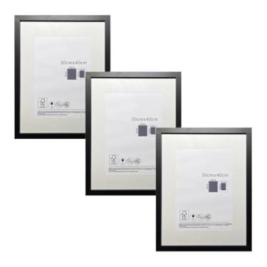 Imagem de KIT 3 Porta Retratos Quadrado de Vidro com Paspatur Expositor para Fotos 30x40 Versátil para Parede ou Balcão Outlet dos Quadros (Preto)