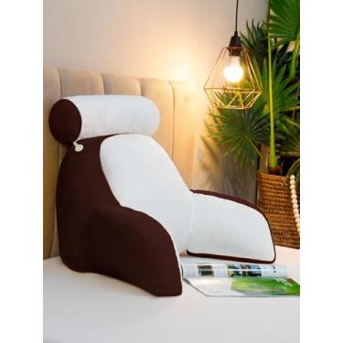 Imagem de Almofada de Descanso Apoio de Costas Travesseiro Ergonômico para Leitura, apoio de Cabeça Removível, 55cm Com Encosto, 60cm Largura (TABACO)
