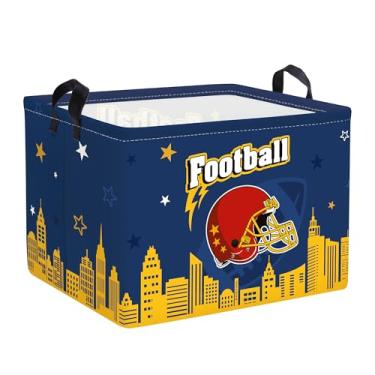 Imagem de Clastyle Cesta esportiva de rúgbi infantil cesto de roupa suja para bebê, caixa de presente para meninos, caixa de brinquedos dobrável, organizador de roupas para quarto, cidade, 40 x 30 x 30 cm