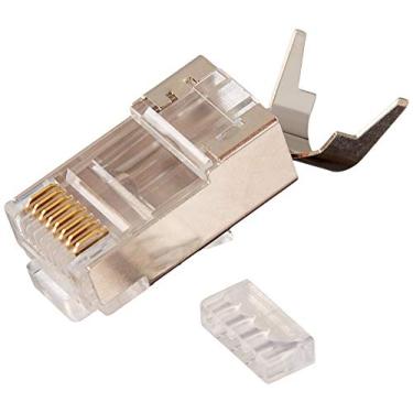 Imagem de Platinum Tools Conector blindado 106190 RJ45 Cat6A 10 Gig com forro, pacote com 100
