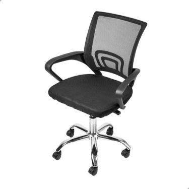 Imagem de Cadeira Diretor Escritório Preta Ergonômica Base Giratória Encosto Tel