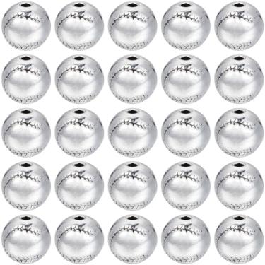 Imagem de SUNNYCLUE 1 caixa 75 peças espaçador esportivo contas de bola de tênis prata a granel 10 x 9,5 mm liga redonda tibetana espaçadores de bola esportiva para pulseiras, colares, brincos, faça você mesmo