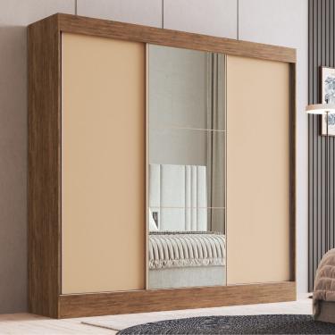 Imagem de Guarda Roupa Casal com Espelho 3 Portas de Correr 100 MDF Michigan Doripel