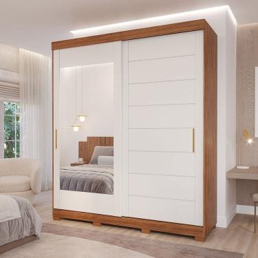 Imagem de Guarda-Roupa Casal 235cm 2 Portas de Correr com Pés e Espelho 100% MDF Firenze Espresso Móveis