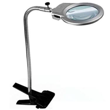 Imagem de Lupa Led Mesa Bancada Cabeceira Estante Garra Pregador Lente