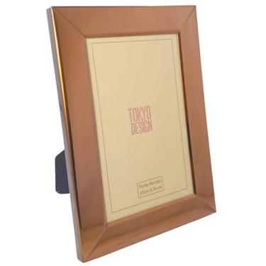 Imagem de Porta Retrato Para Foto 10x15cm Aço Inox Rose Gold 17x12cm
