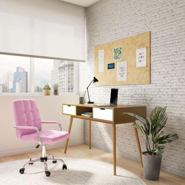 Imagem de Cadeira de Escritório Secretária Giratória Madium Rosa