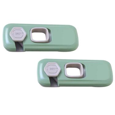 Imagem de Trava de Segurança Geladeira Armario Gaveta Kit 2 unidades Protege Bebe Criança Fechadura Evita Acidente Multiuso Resistente