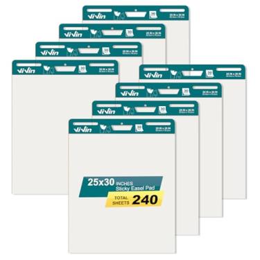 Imagem de ViVin Super Sticky Easel Pad, 25 in x 30 in Large Premium Self Stick Flip Chart Paper，30 Sheets/Pad, 8 Pads/Pack