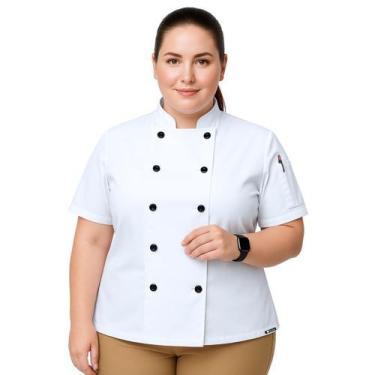 Imagem de Dólmã Feminina Para Chef De Cozinha Plus Size Uniforme Cozinheira Rest
