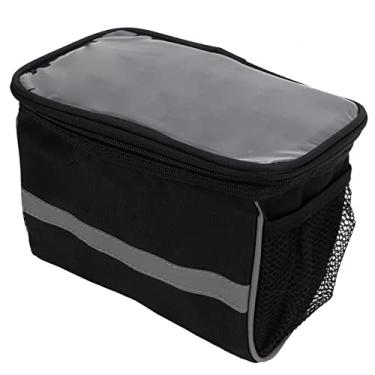 Imagem de Bolsa de guidão de ciclismo preto Qanyegn, bolsa de tubo dianteiro de bicicleta, bolsa de ciclismo de cesta de bicicleta para bicicleta de montanha ao ar livre